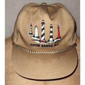 OUTER BANKS, NC Snapback cap/hat. Braided trim. Tan Adult fits all. Clean.